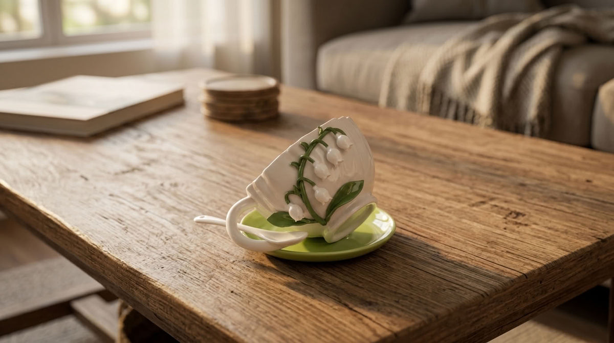 Ceramic Lily of The Valley Mug & Saucer