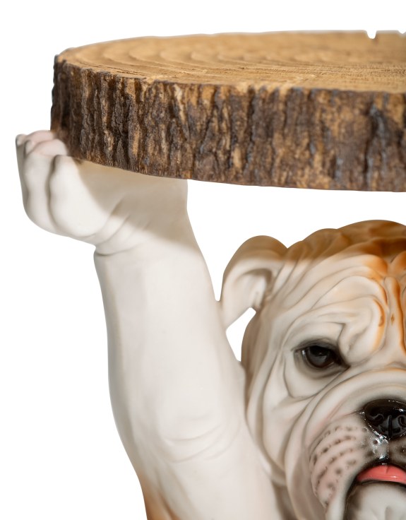 Bulldog & Tree Trunk Side Table