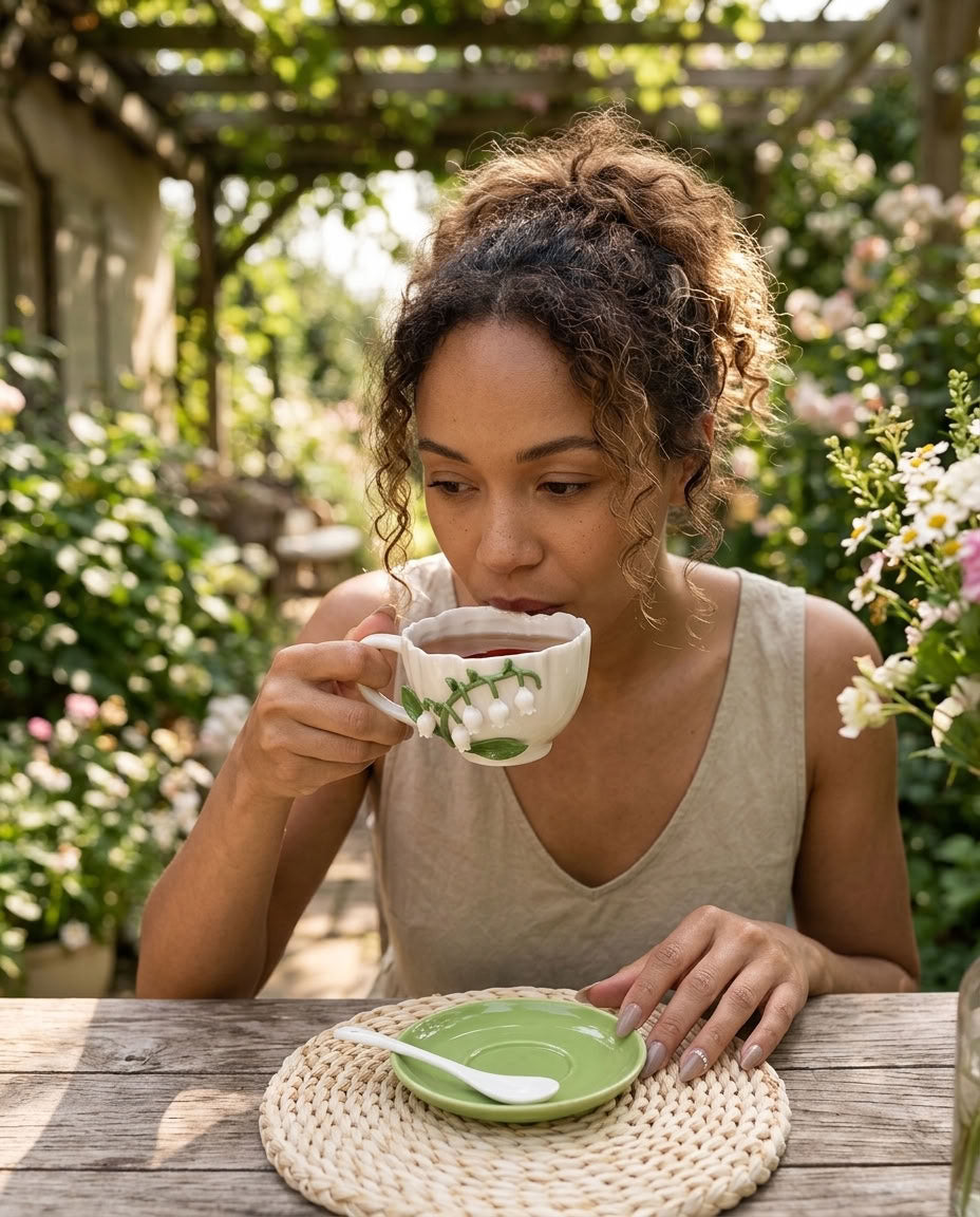 Ceramic Lily of The Valley Mug & Saucer