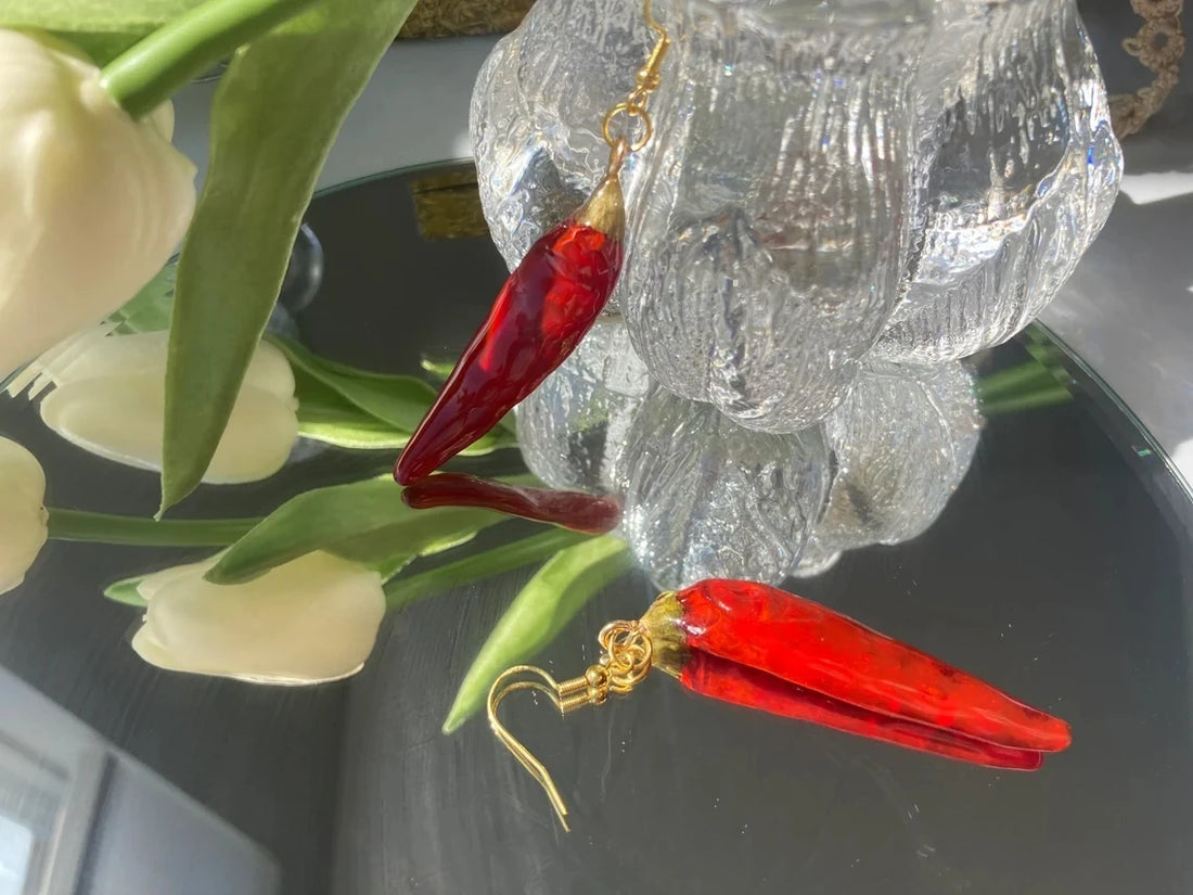 Dried Chilli Dangle Earrings - Floral Fawna