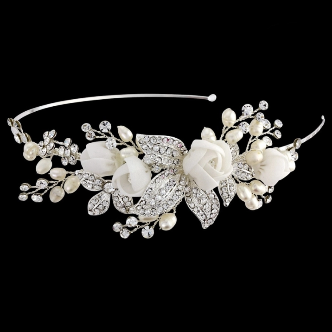 Silver Zirconia Pearl Bridal Set