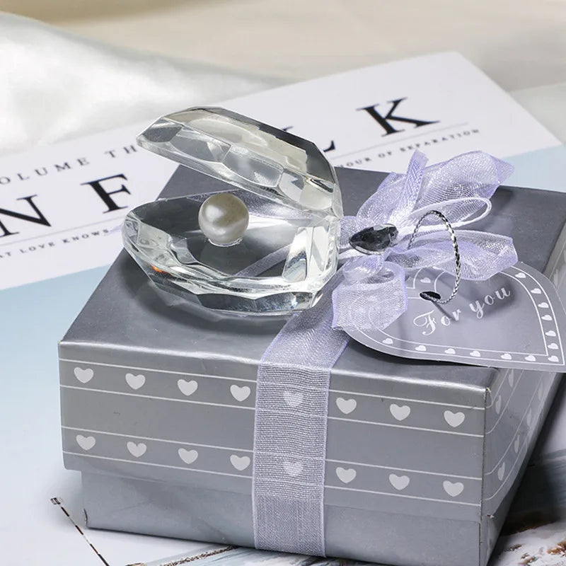 Crystal Clam & Pearl Ornament - Floral Fawna