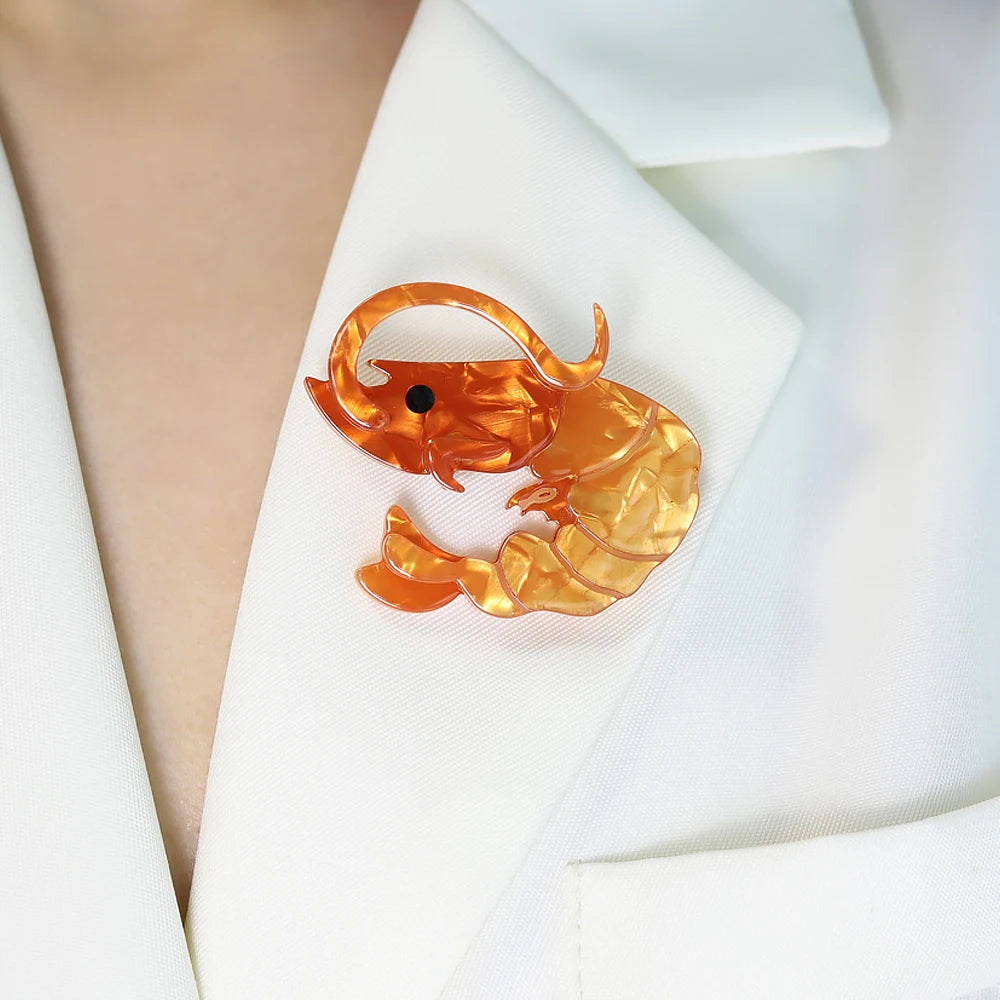 Acrylic Shrimp Brooch - Floral Fawna