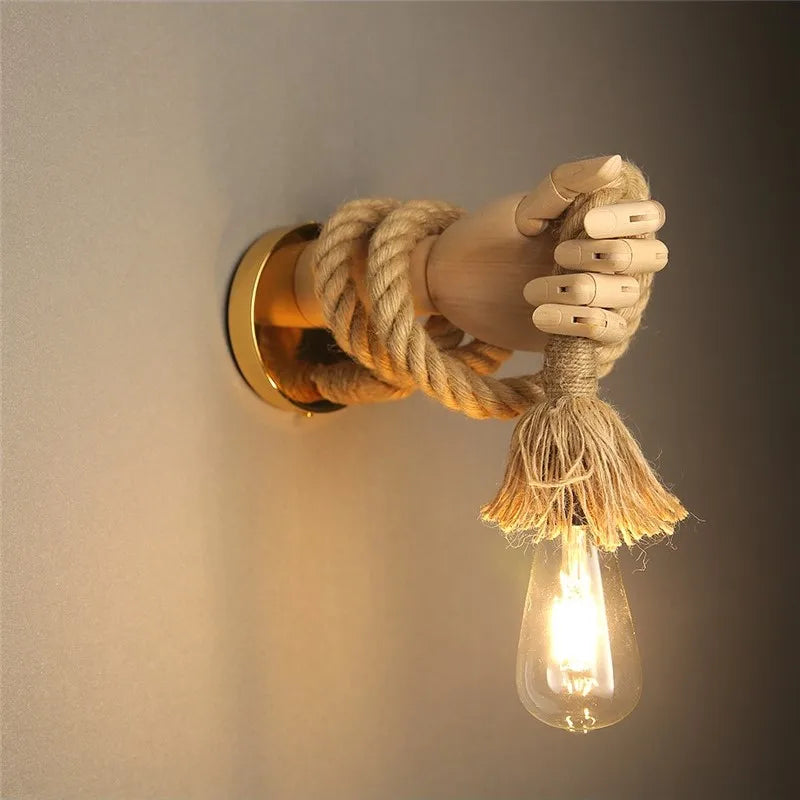 Hand & Rope Wall Lamp - Floral Fawna