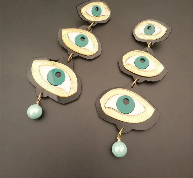 Green Eyes Earrings & Necklace Set