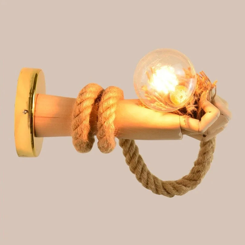 Hand & Rope Wall Lamp - Floral Fawna