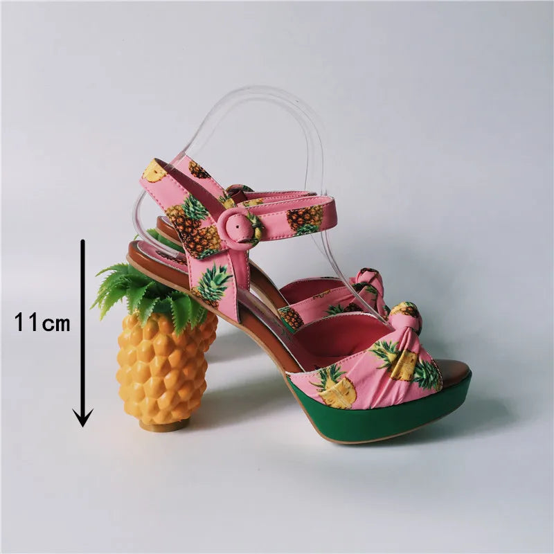 Pineapple Platform Sandals - Floral Fawna