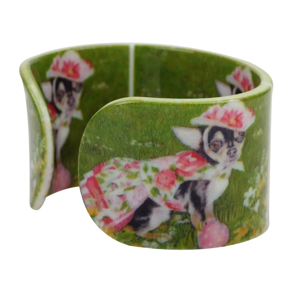 Flower Chihuahua Acrylic Bangle