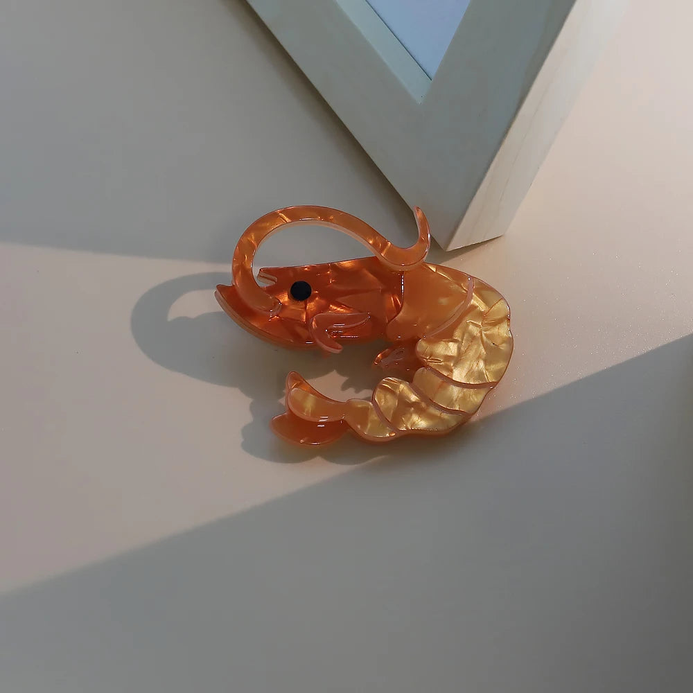 Acrylic Shrimp Brooch - Floral Fawna
