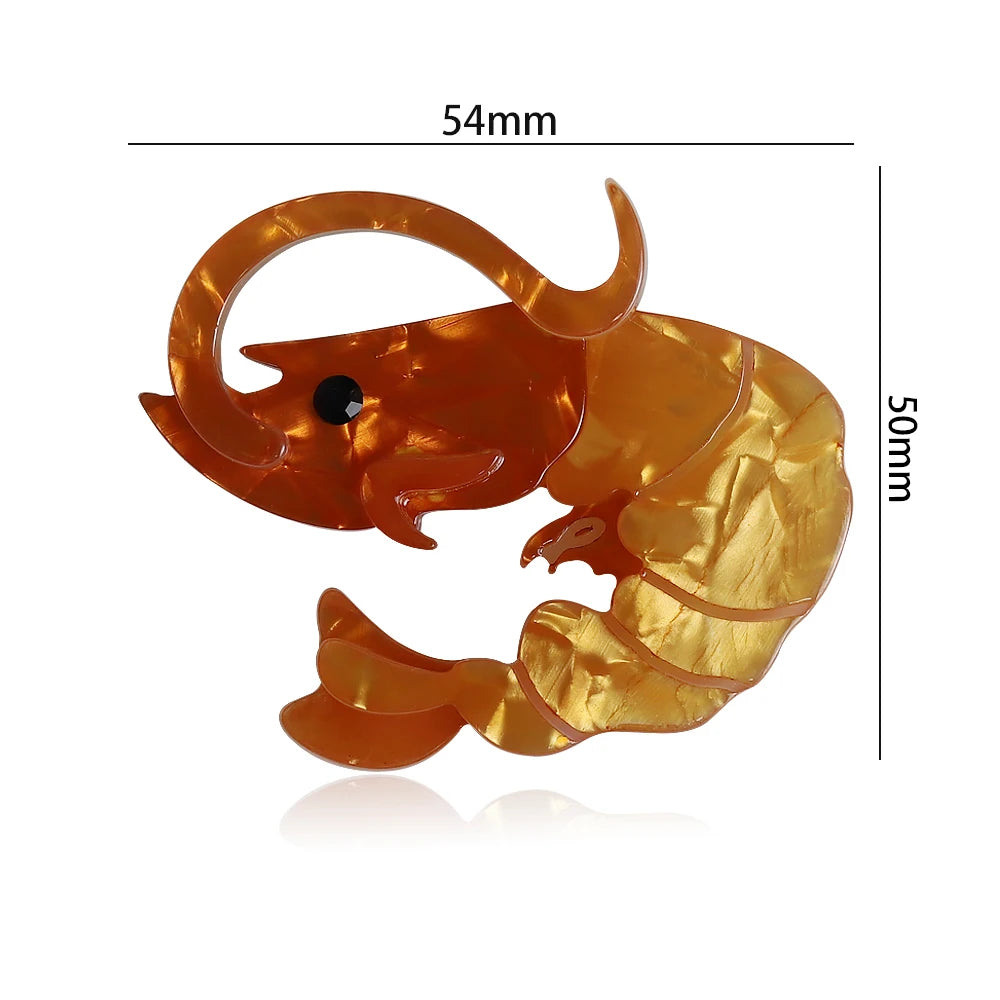 Acrylic Shrimp Brooch - Floral Fawna