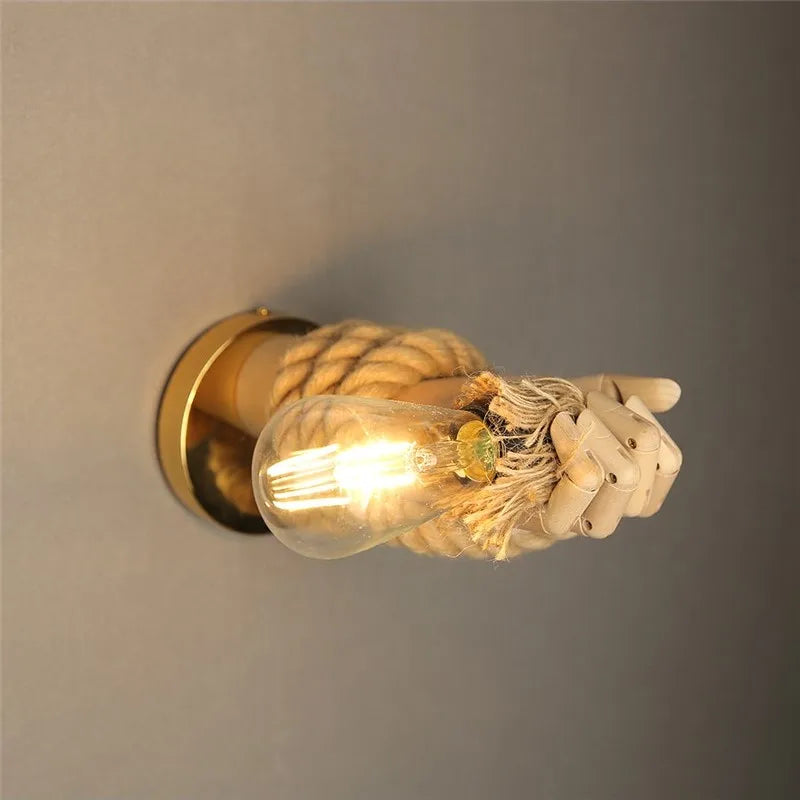 Hand & Rope Wall Lamp - Floral Fawna