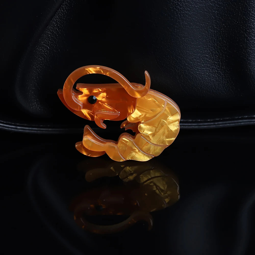 Acrylic Shrimp Brooch - Floral Fawna