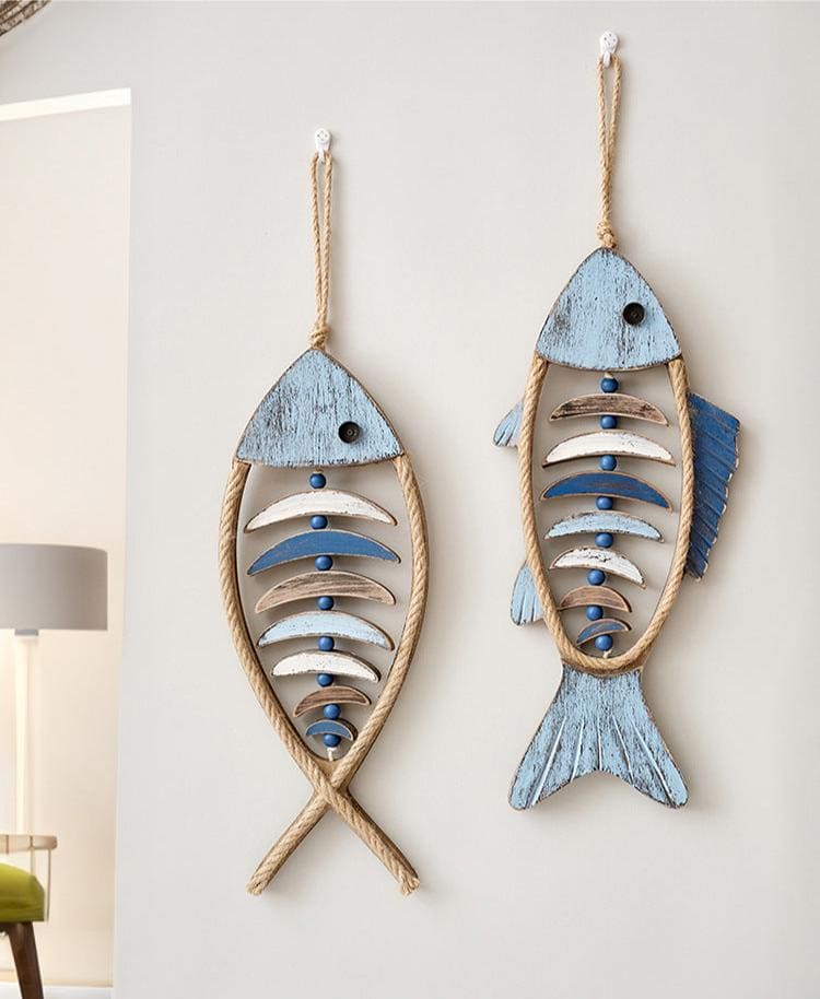 Wooden Fish Wall Hanging - Floral Fawna