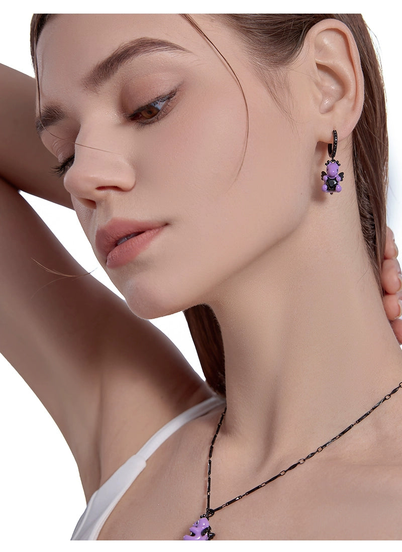Lovable Dragon Dangle Earrings - Floral Fawna