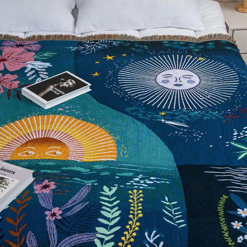 Celestial Floral Tapestry Throw - Floral Fawna