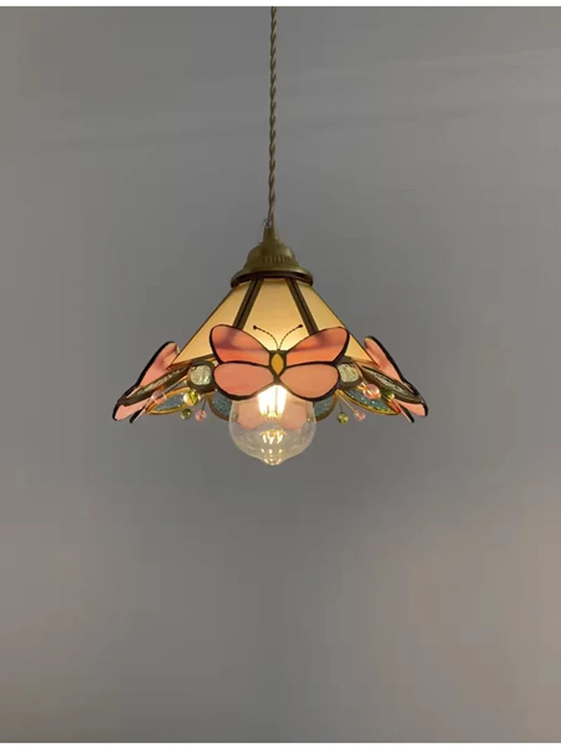 Glass Butterfly Pendant Light - Floral Fawna