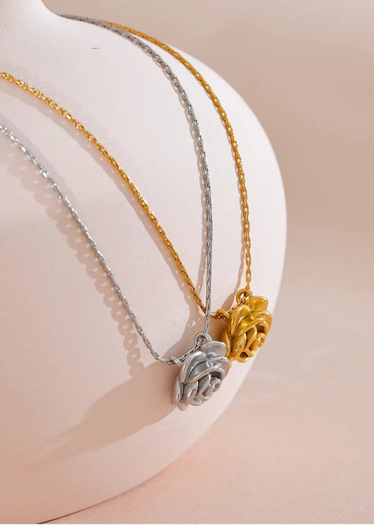 18K Gold Plated Rose Necklace - Floral Fawna