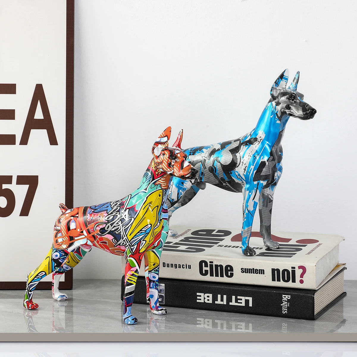 Abstract Dobermann Sculpture - Floral Fawna