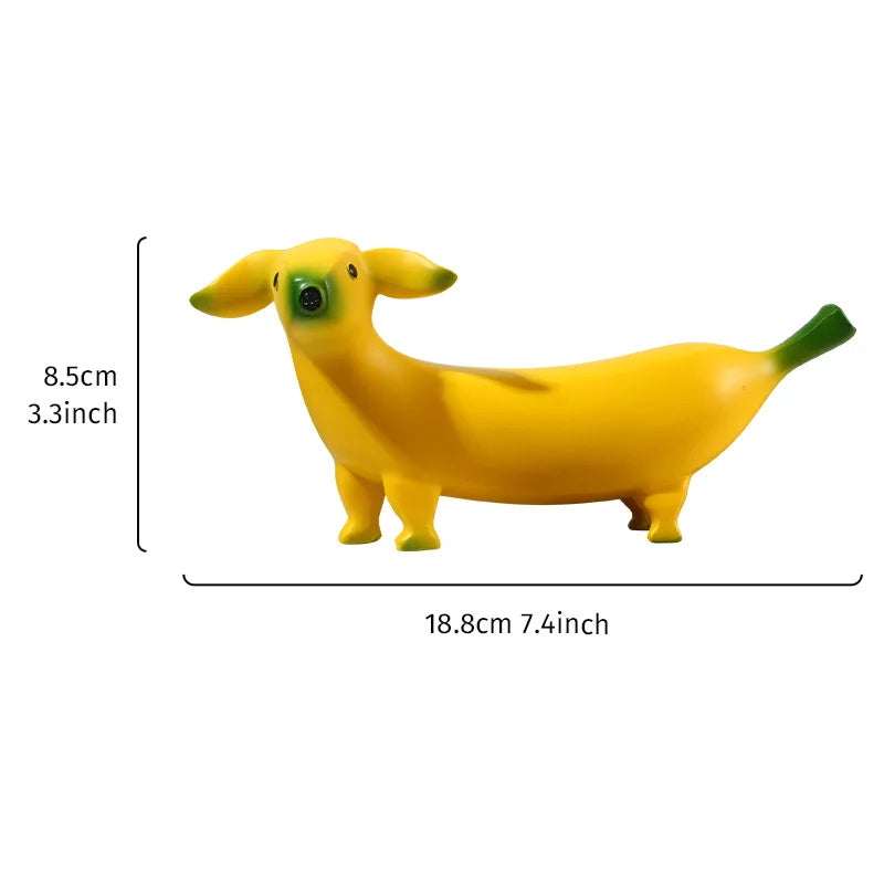 Banana Dog Sculpture - Floral Fawna