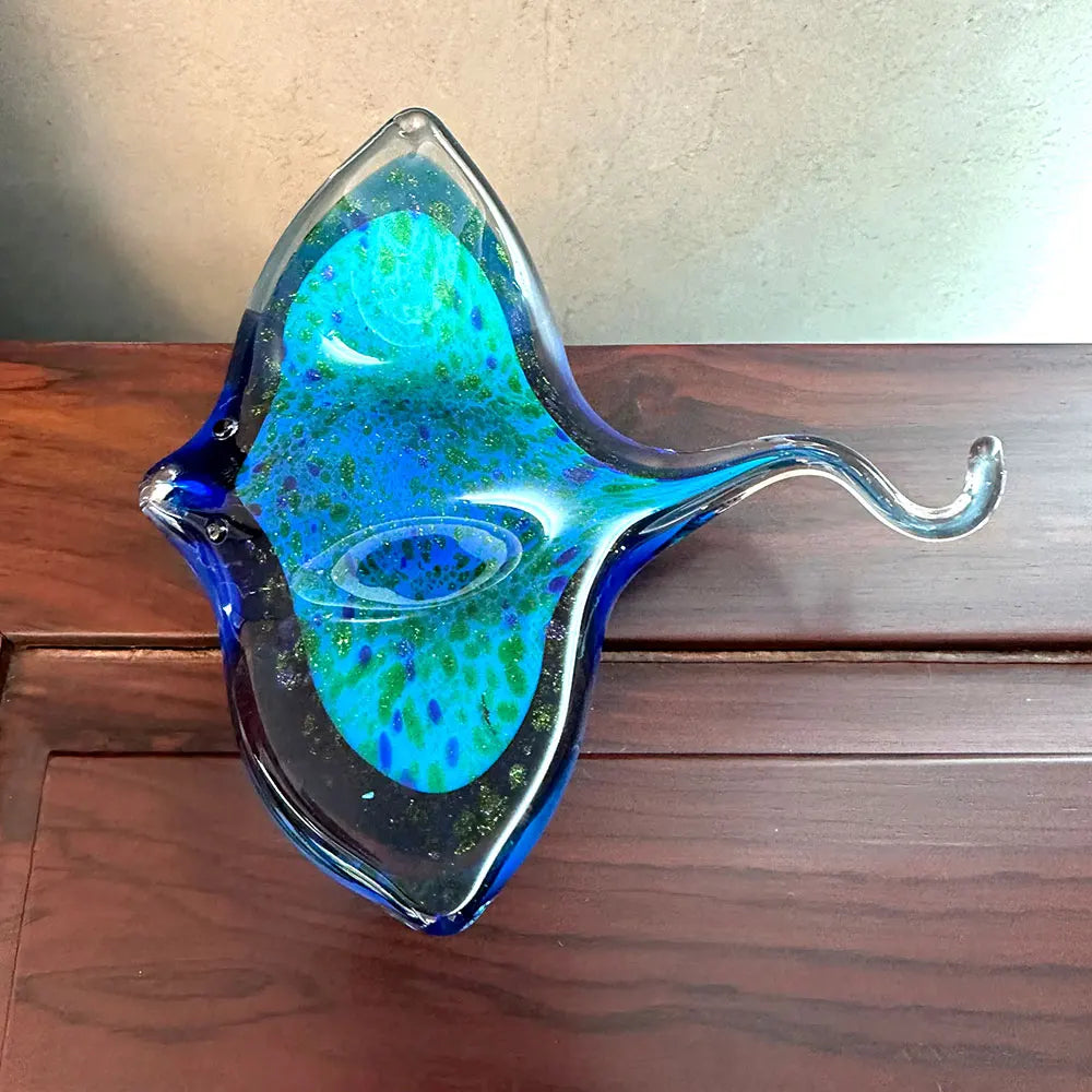 Glass Blown Sting Ray Sculpture - Floral Fawna