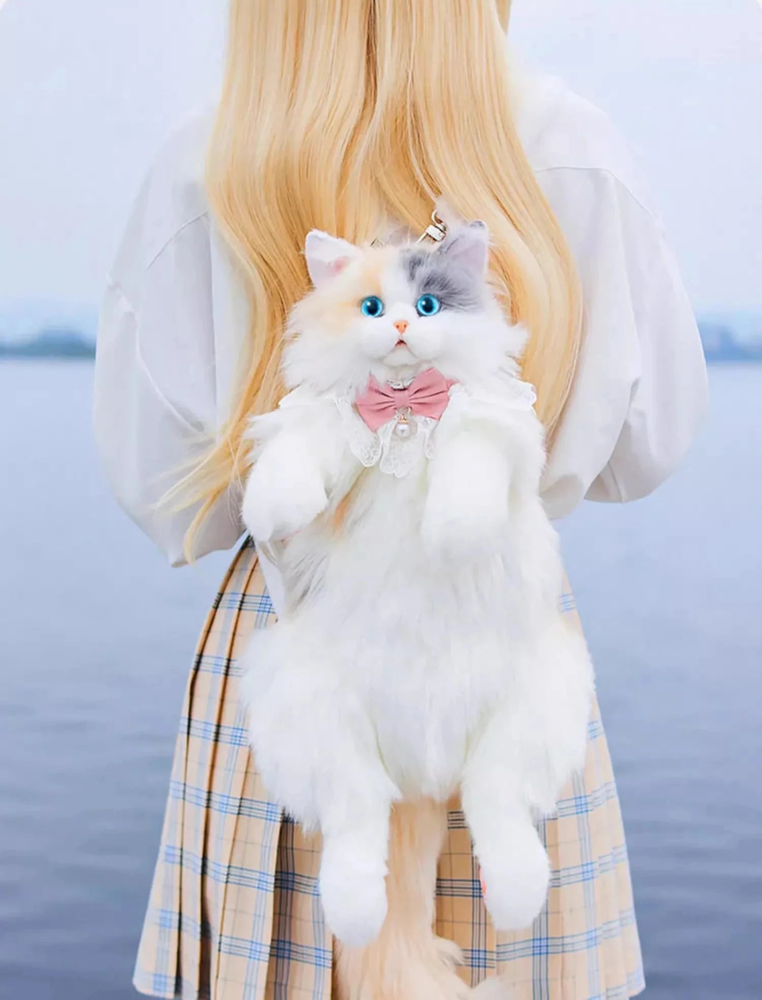 Realistic Plush Cat Backpack - Floral Fawna