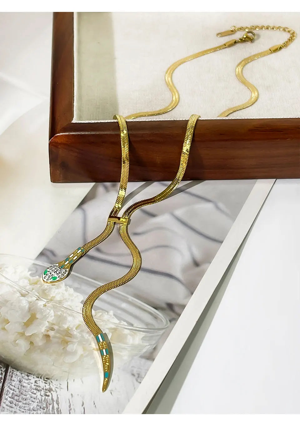 Snake Chain Tassel Necklace - Floral Fawna