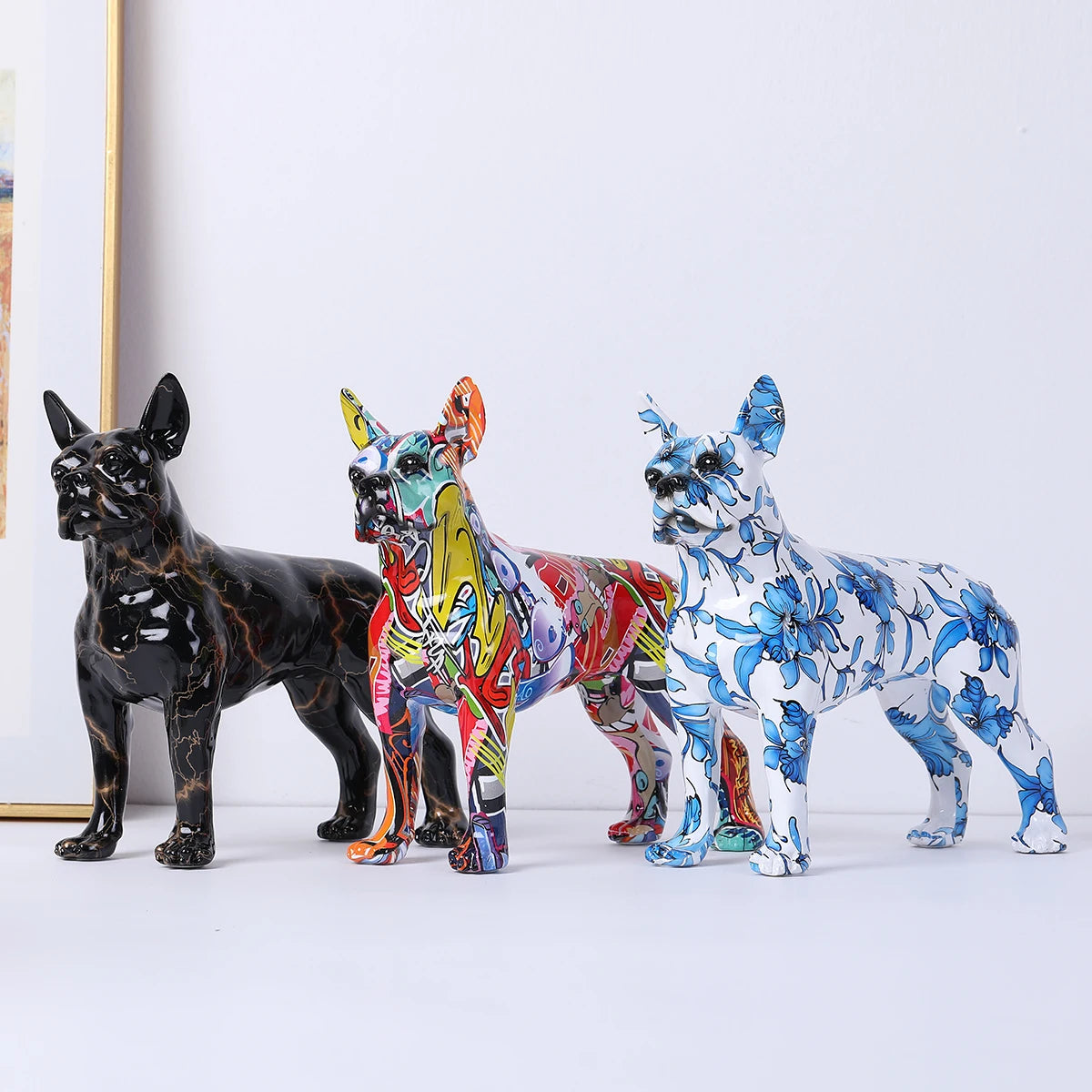 Abstract Boston Terrier Sculpture - Floral Fawna
