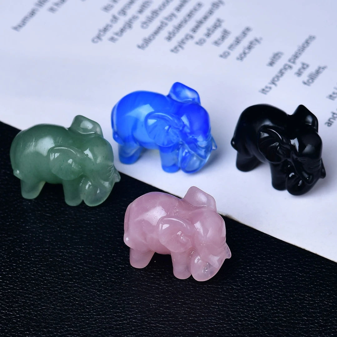 Crystal Carved Elephant - Floral Fawna