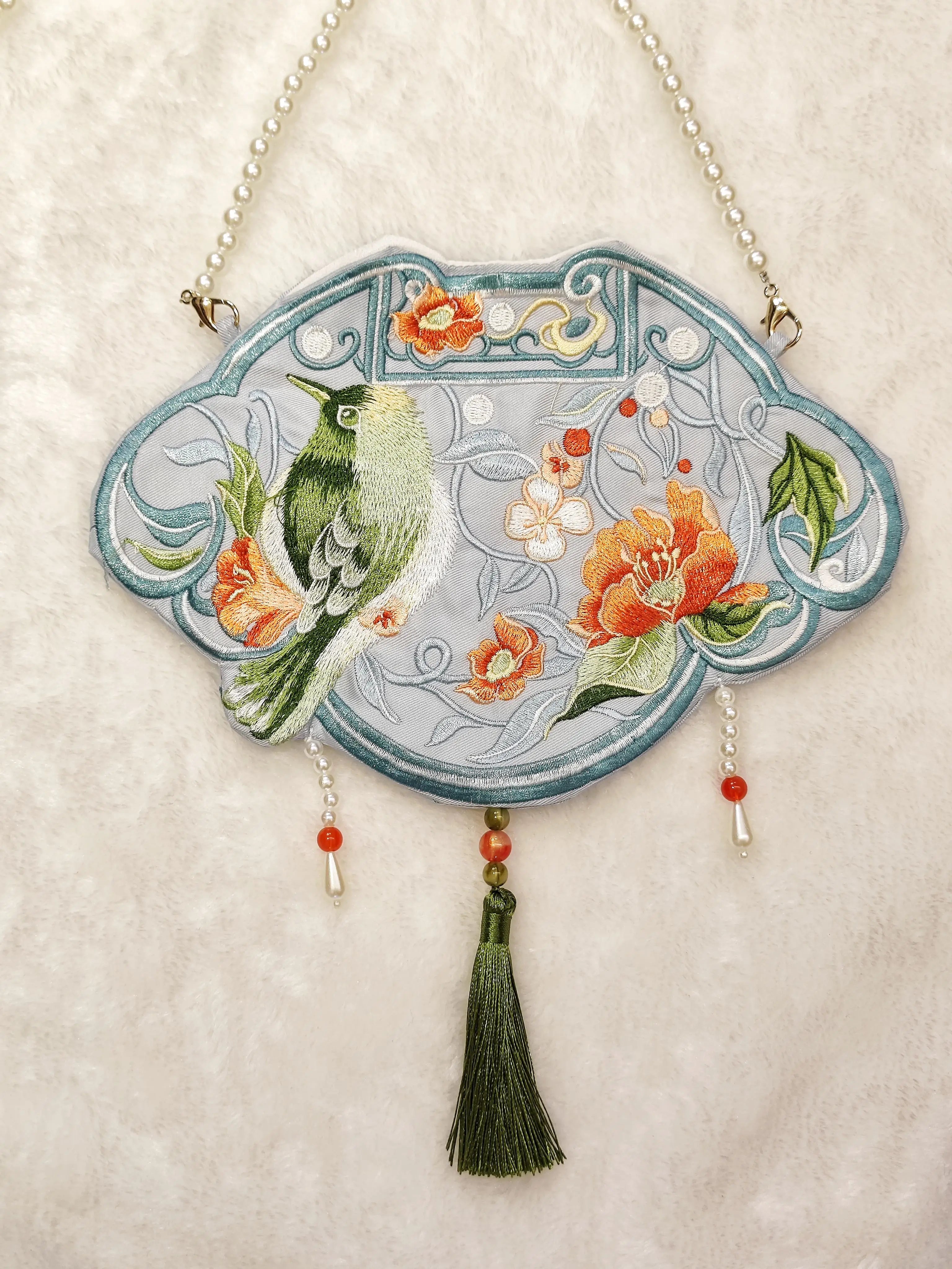 Floral Bird Embroidered Cotton Bag - Floral Fawna