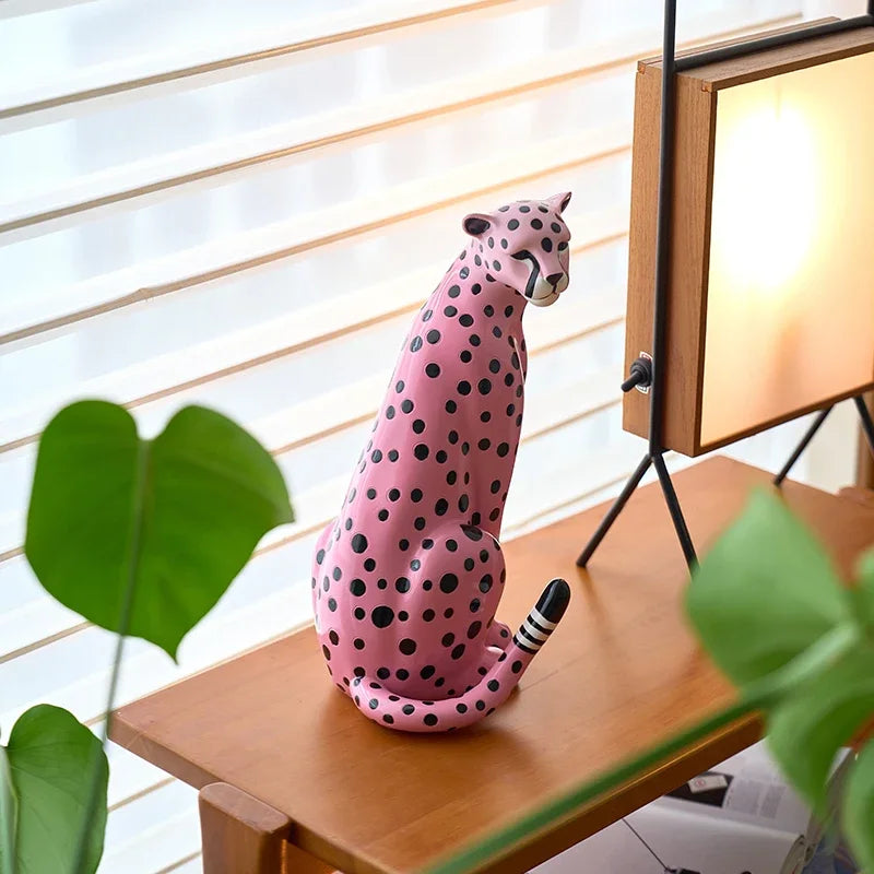 Pink Leopard Sculpture