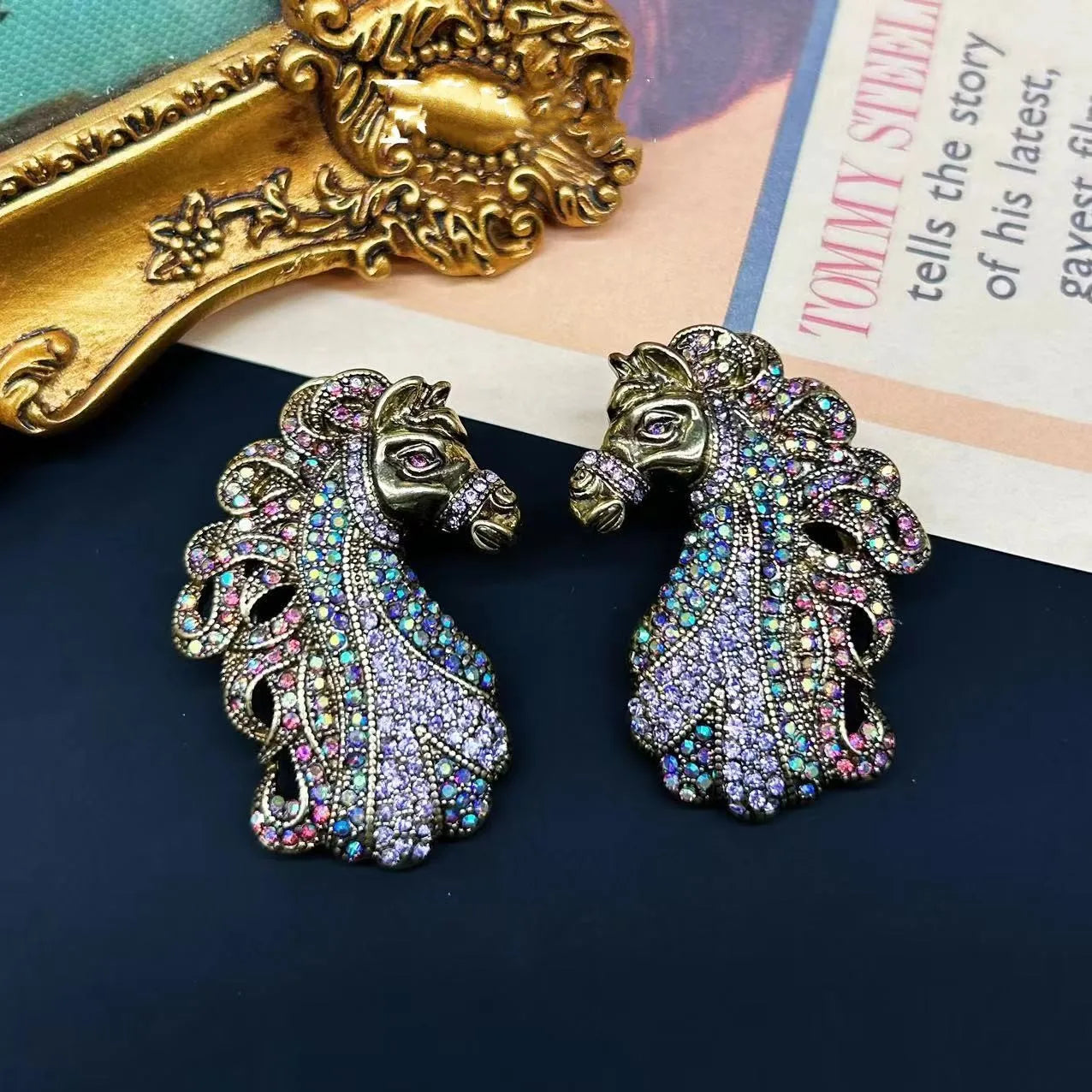 Two Headed Horse Statement Jewellery Set - Floral Fawna