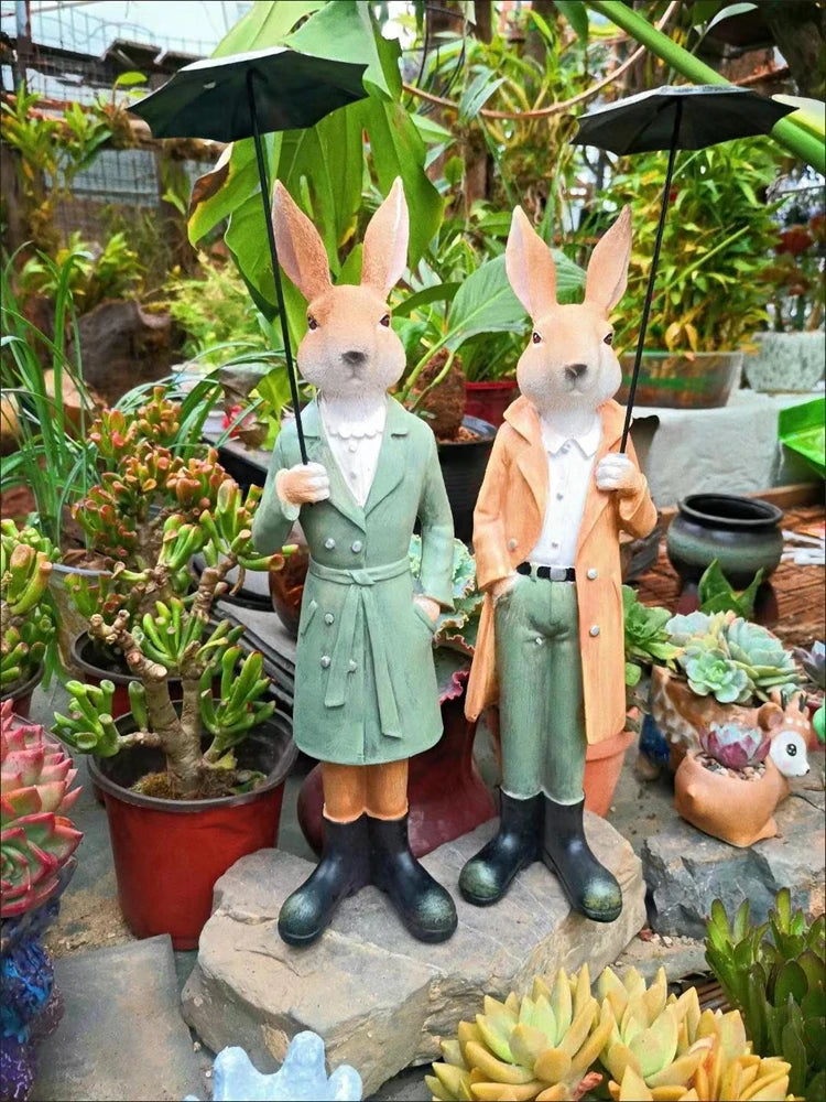 Rabbit Couple Ornament - Floral Fawna