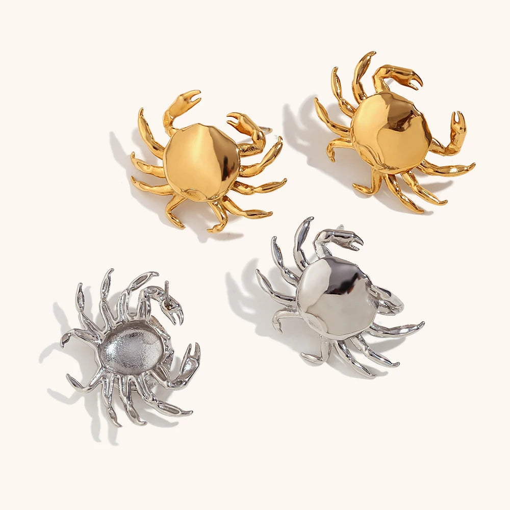 Crab Stud Earrings - Floral Fawna