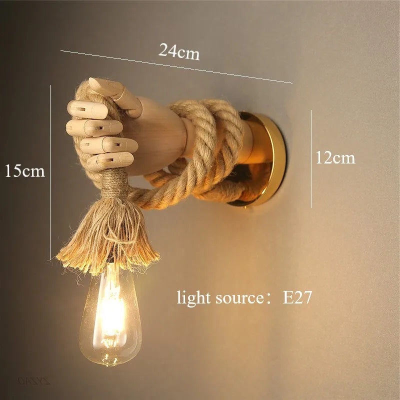 Hand & Rope Wall Lamp - Floral Fawna