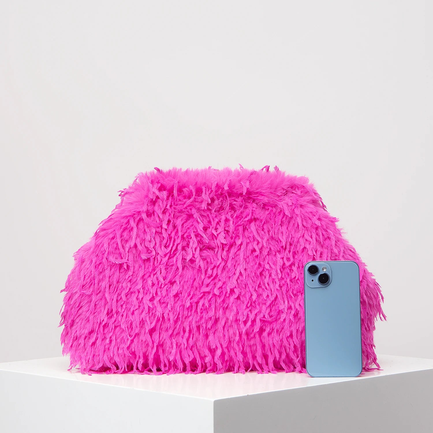 Oversized Faux Feather Clutch Bag