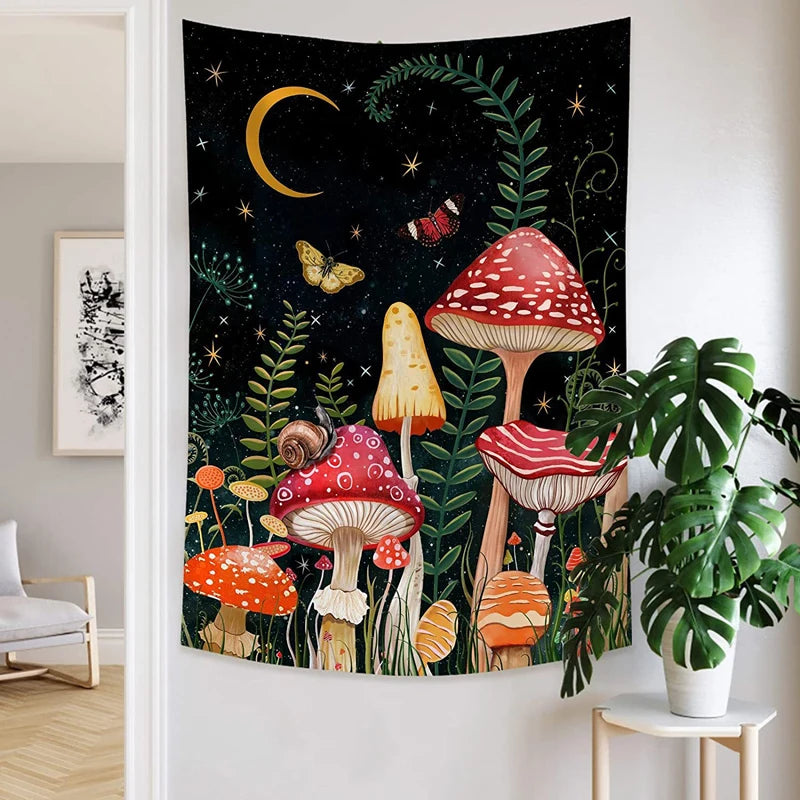 Mushroom Tapestry Wall Hanging - Floral Fawna