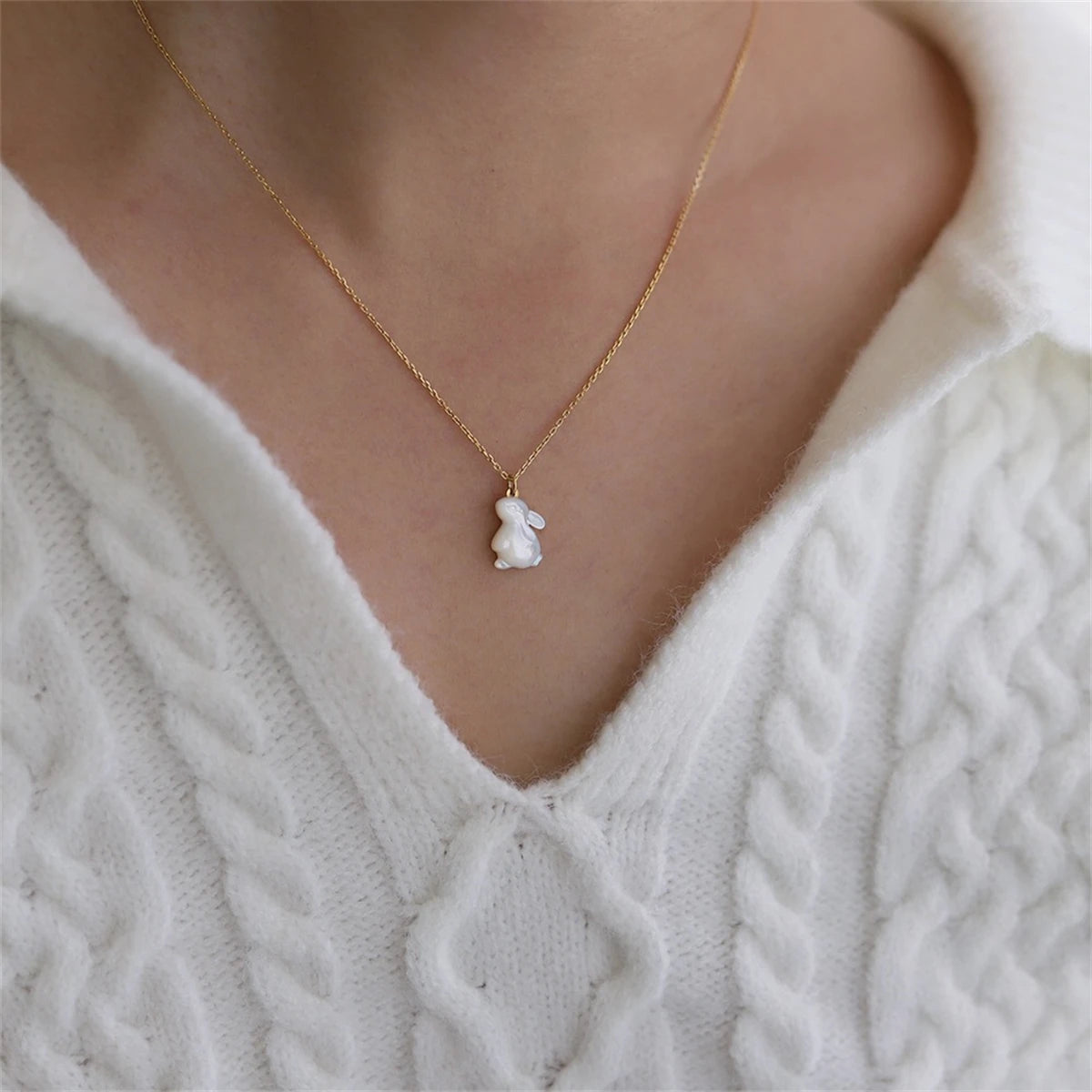 Rabbit Shell Necklace - Floral Fawna
