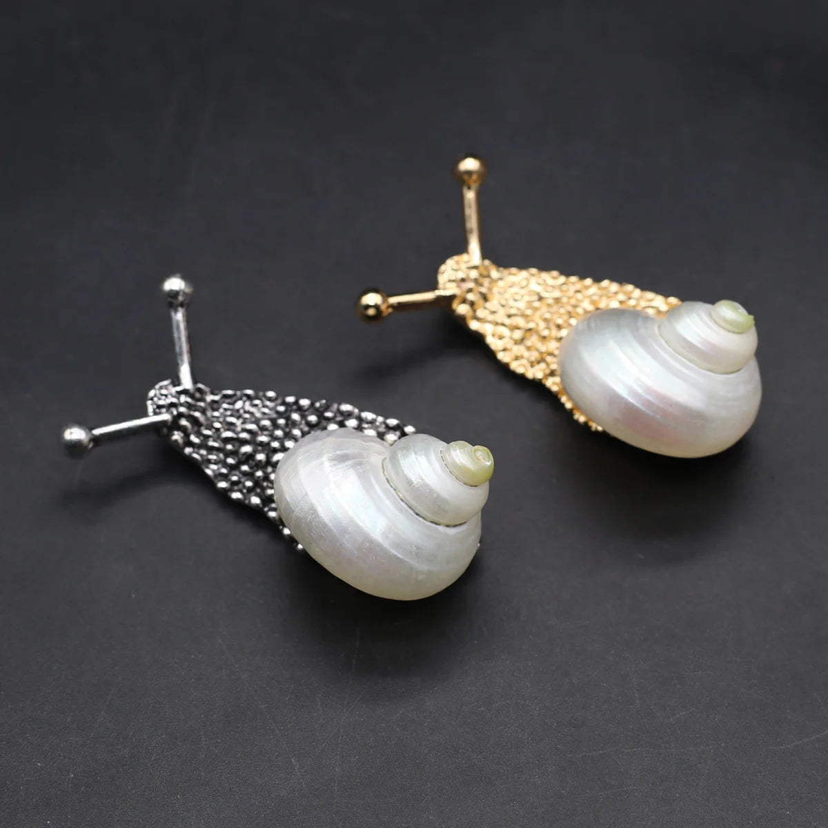 Sea Snail & Conch Shell Brooch - Floral Fawna