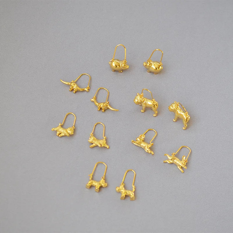 18K Gold Plated Dinosaur Hoops - Floral Fawna