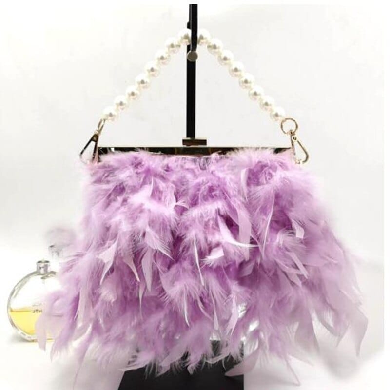 Gatsby Feather & Pearl Evening Bag - Floral Fawna