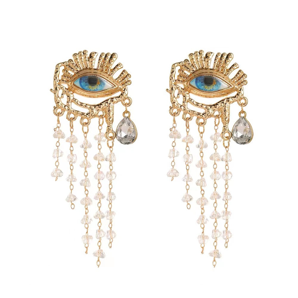Golden Eye Tassel Earrings - Floral Fawna