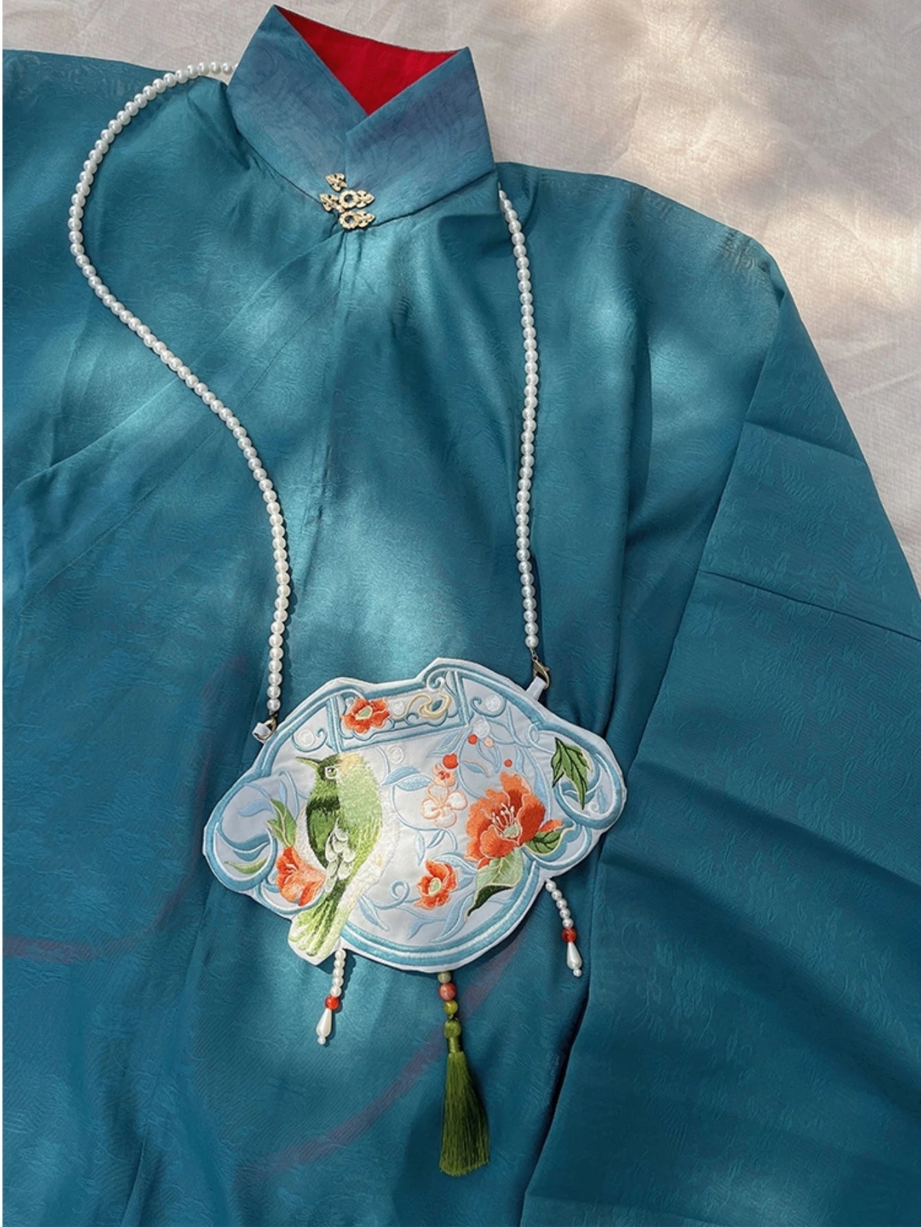 Floral Bird Embroidered Cotton Bag - Floral Fawna