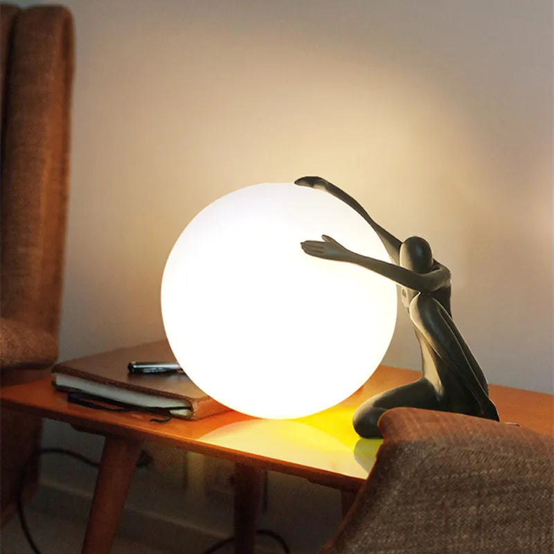 Human and Moon Table Light - Floral Fawna