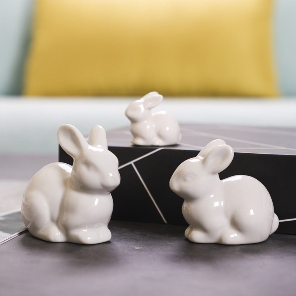 Ceramic Rabbit Ornament - Floral Fawna