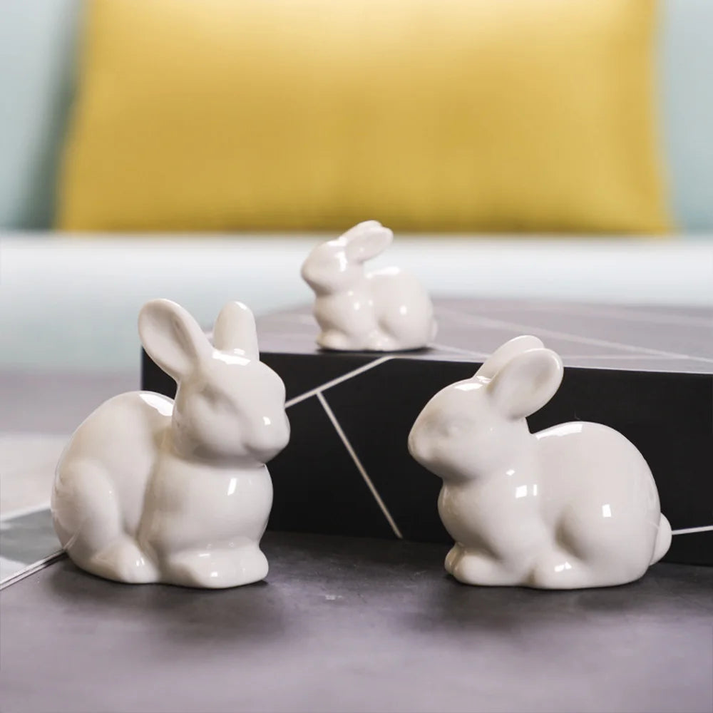 Ceramic Rabbit Ornament - Floral Fawna