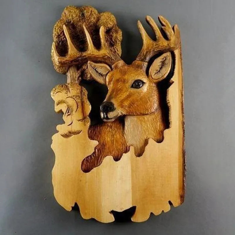 Wooden Animal Wall Plaque - Floral Fawna