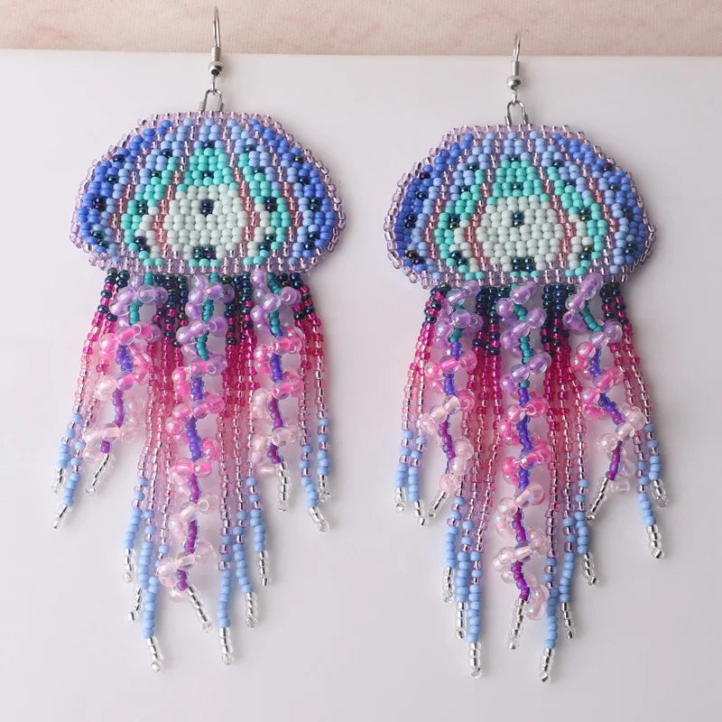 Jellyfish Rice Bead Earrings - Floral Fawna