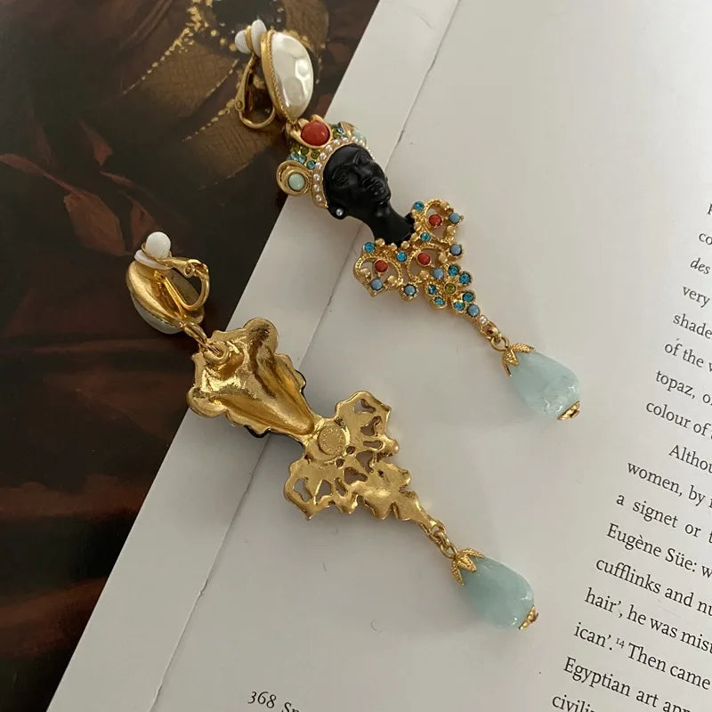 Egyptian Woman Dangle Earrings - Floral Fawna