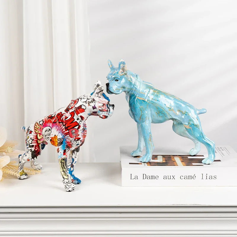 Abstract Boxer Sculpture - Floral Fawna
