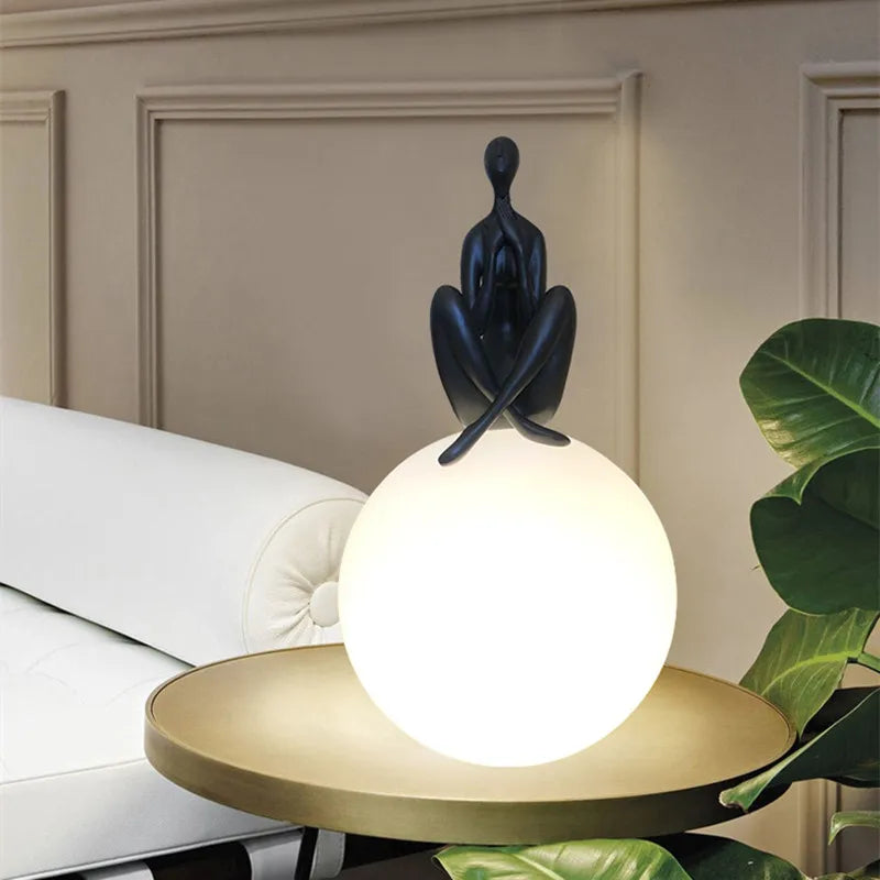 Human and Moon Table Light - Floral Fawna